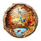 Whimsical Wooden Jigsaw Puzzle- New York Autumn