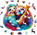 Whimsical Wooden Jigsaw Puzzle-sloth couple