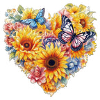 Whimsical Wooden Jigsaw Puzzle- Sunflowers and butterflies