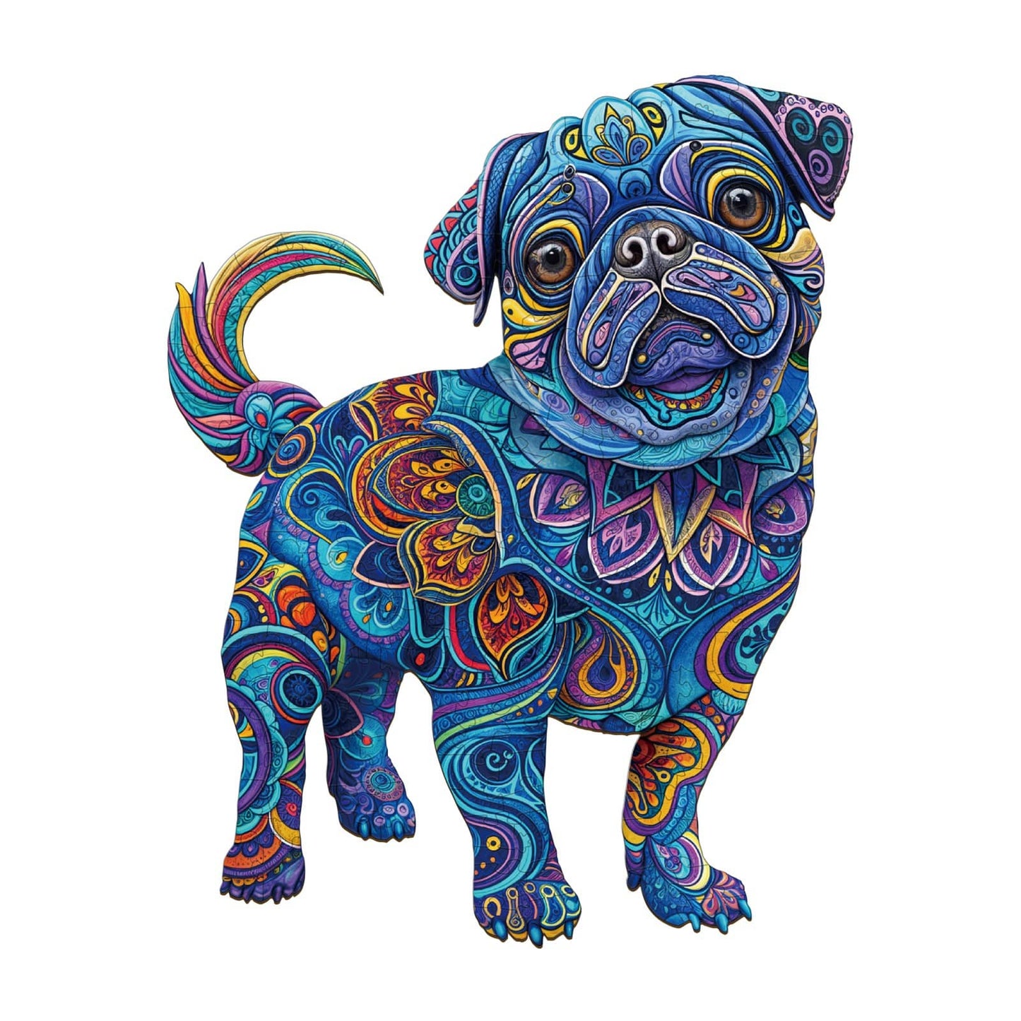 Whimsical Wooden Jigsaw Puzzle - Cute Pug 2 - pickApuzzle