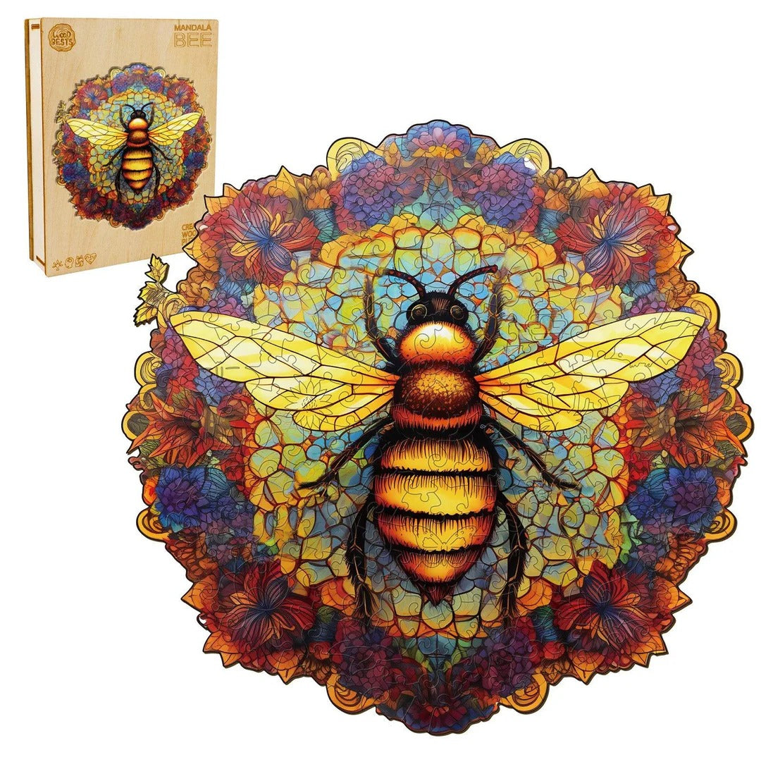Whimsical Wooden Jigsaw Puzzle- MANDALA BEE