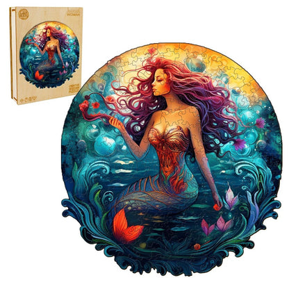 Whimsical Wooden Jigsaw Puzzle- Aqua Woman