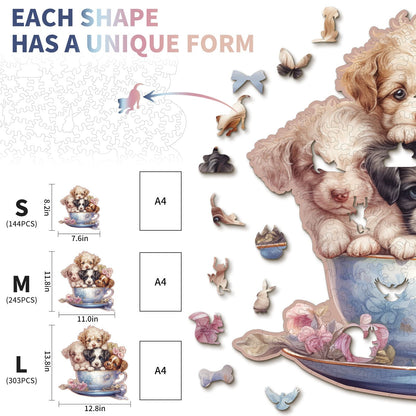 Whimsical Wooden Jigsaw Puzzle - Cute Puppy - pickApuzzle