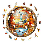 Whimsical Wooden Jigsaw Puzzle- New York Autumn