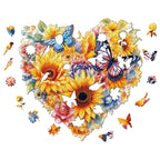Whimsical Wooden Jigsaw Puzzle- Sunflowers and butterflies