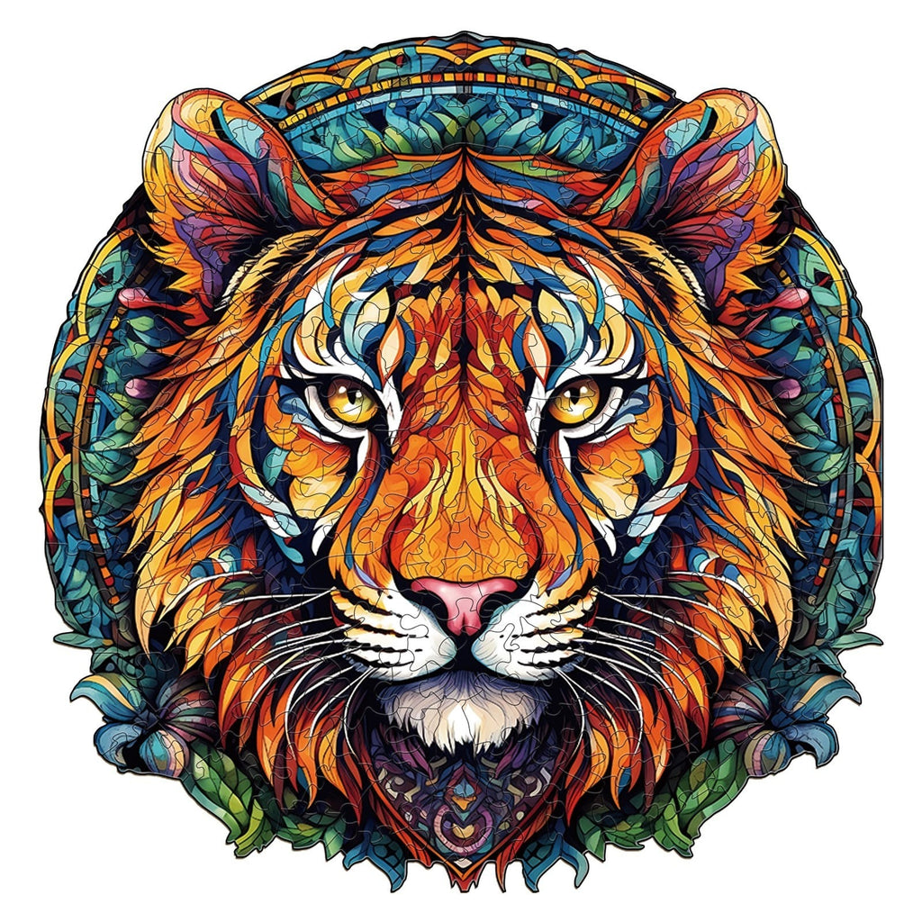 Whimsical Wooden Jigsaw Puzzle- mandala tiger