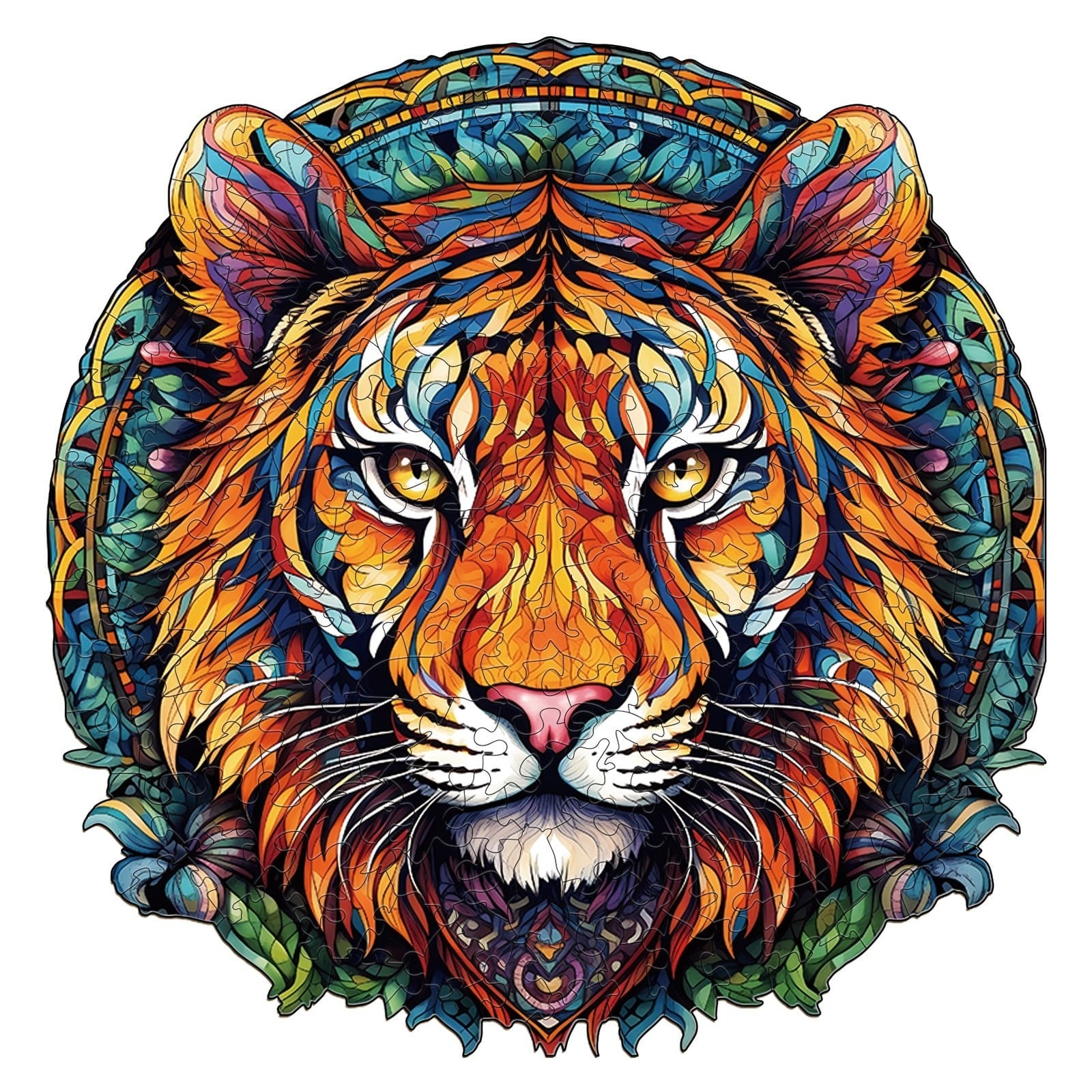 Whimsical Wooden Jigsaw Puzzle- mandala tiger