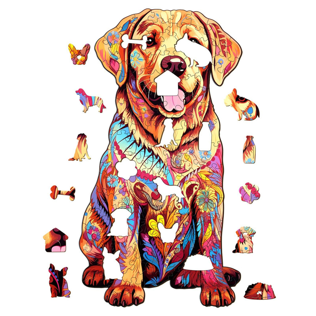 Whimsical Wooden Jigsaw Puzzle- Well-behaved Labrador