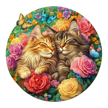 Whimsical Wooden Jigsaw Puzzle - Cats in love - 2 - pickApuzzle