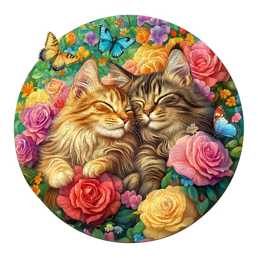 Engaging Wooden Jigsaw Puzzle - Cats in love - 2 - pickApuzzle