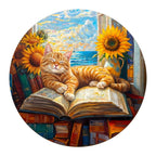 Whimsical Wooden Jigsaw Puzzle - Lazy orange cat - pickApuzzle