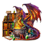 Whimsical Wooden Jigsaw Puzzle-  dragon magic potion