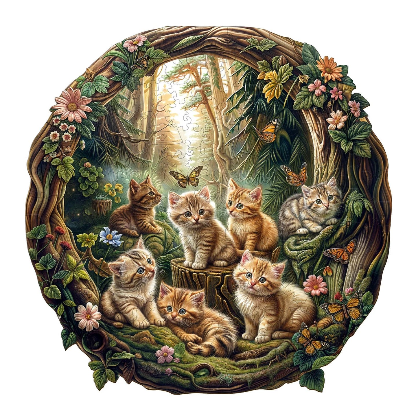 Whimsical Wooden Jigsaw Puzzle - Laid - back kitten - pickApuzzle