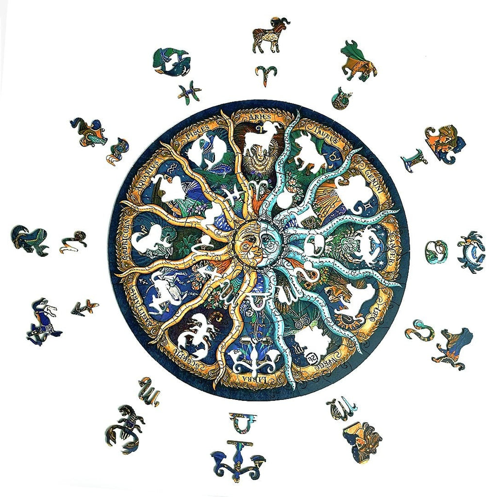 Whimsical Wooden Jigsaw Puzzle-  ZODIAC HOROSCOPE