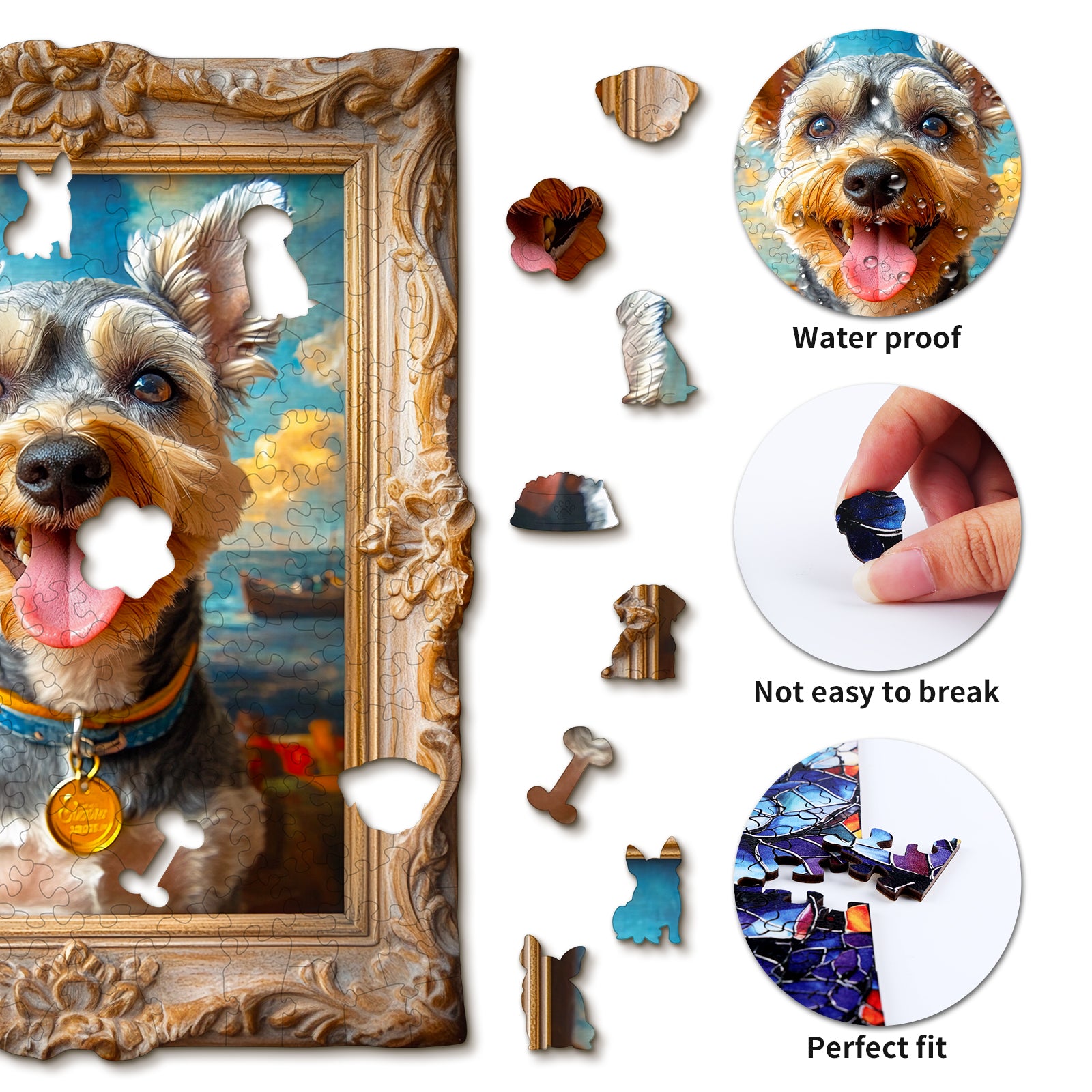 Whimsical Wooden Jigsaw Puzzle - Dog Photo Frame - pickApuzzle