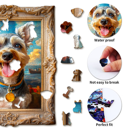 Whimsical Wooden Jigsaw Puzzle - Dog Photo Frame - pickApuzzle