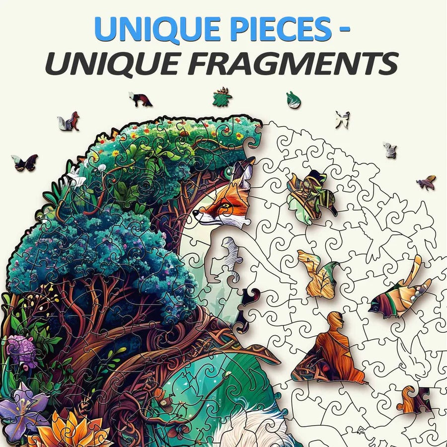 Whimsical Wooden Jigsaw Puzzle- Yin Yang fox-3