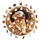 Whimsical Wooden Jigsaw Puzzle - 3D golden retriever - pickApuzzle