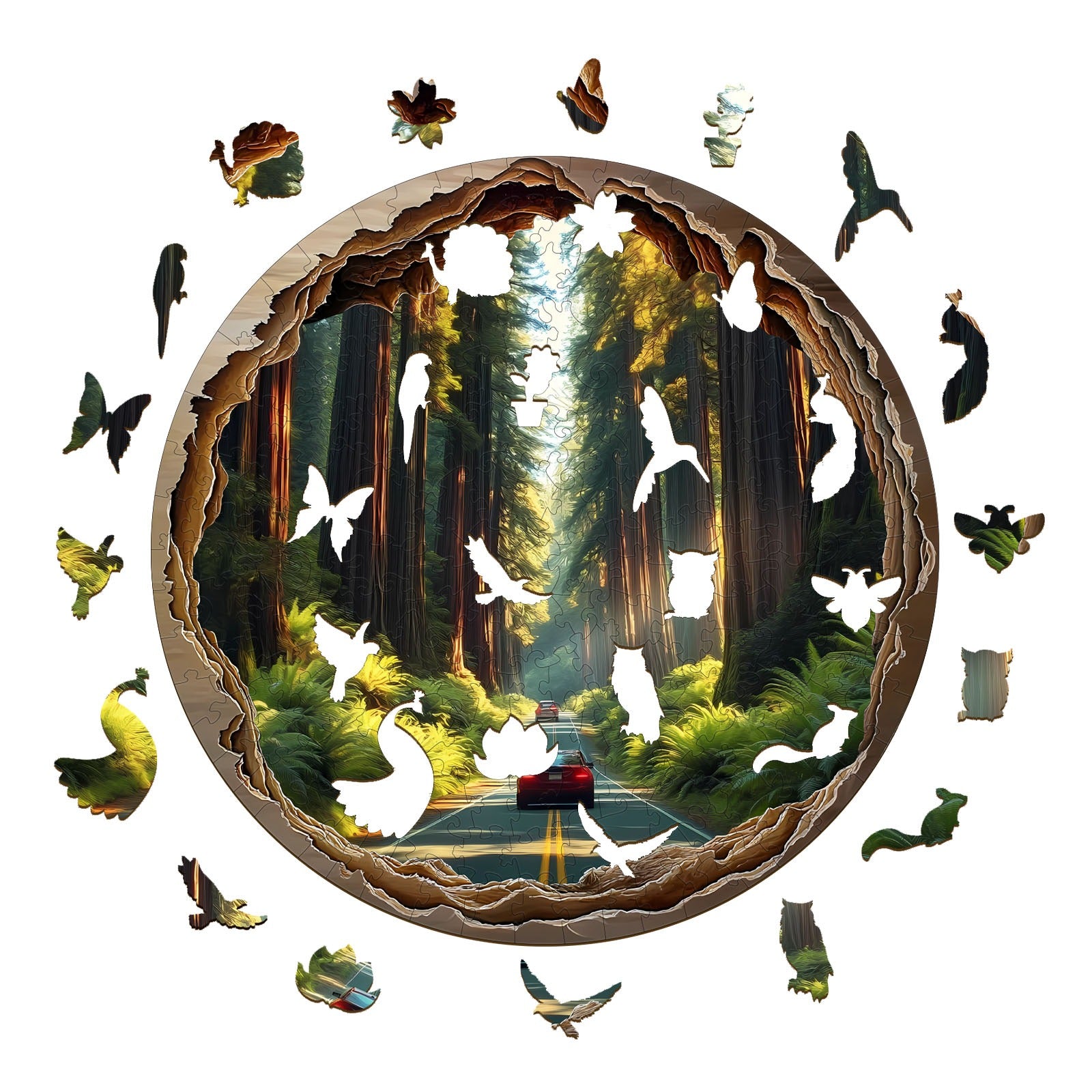 Whimsical Wooden Jigsaw Puzzle- redwood forest Secondary image