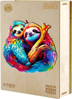 Whimsical Wooden Jigsaw Puzzle-sloth couple