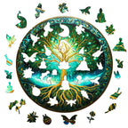 Whimsical Wooden Jigsaw Puzzle- Aurora tree of life