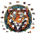 Whimsical Wooden Jigsaw Puzzle- mandala tiger