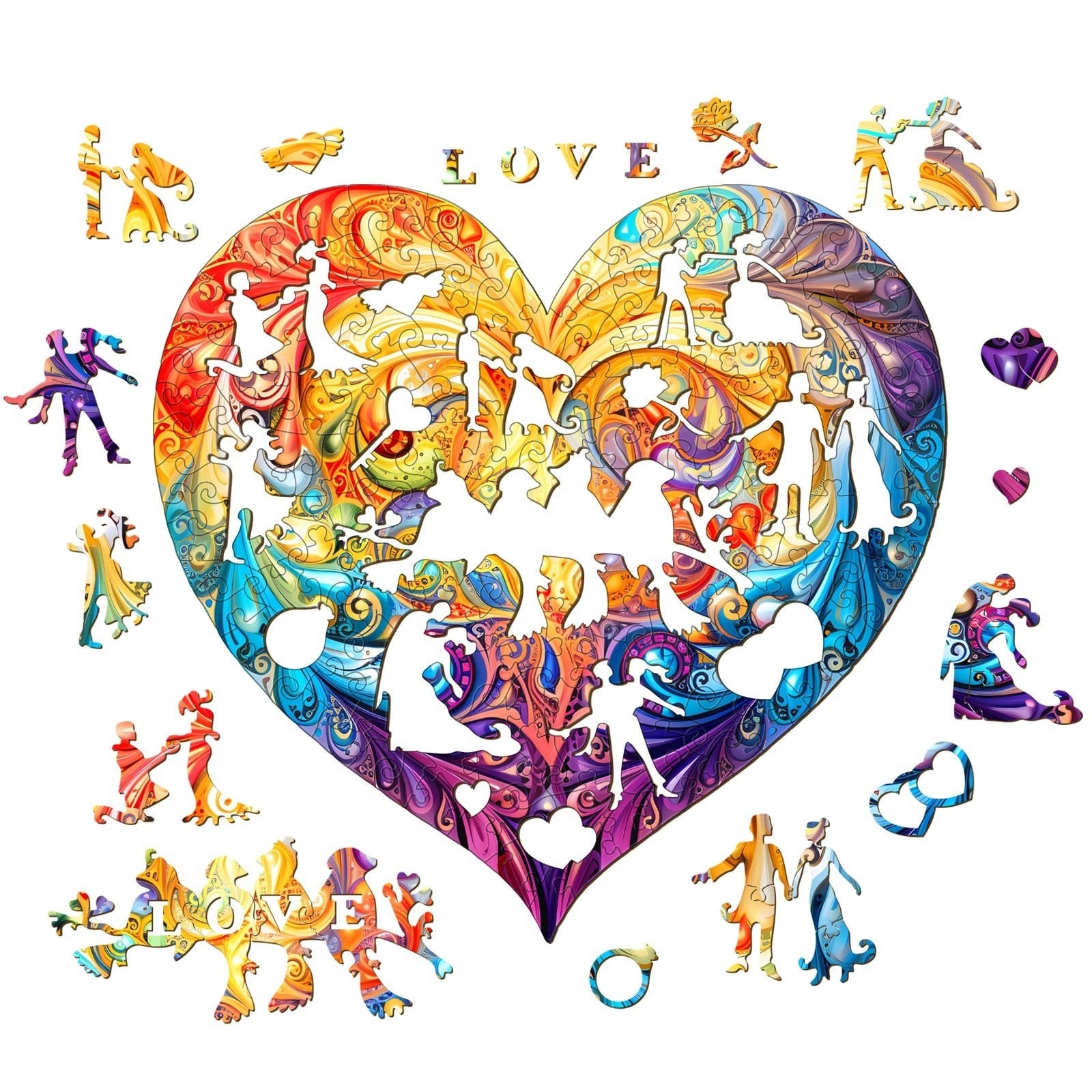 Whimsical Wooden Jigsaw Puzzle- sweet heart