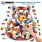 Whimsical Wooden Jigsaw Puzzle-Tiger Family