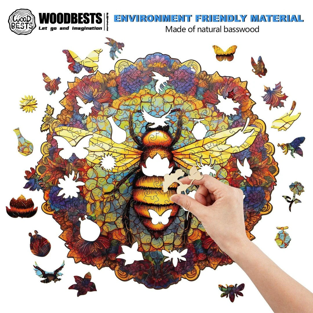 Whimsical Wooden Jigsaw Puzzle- MANDALA BEE