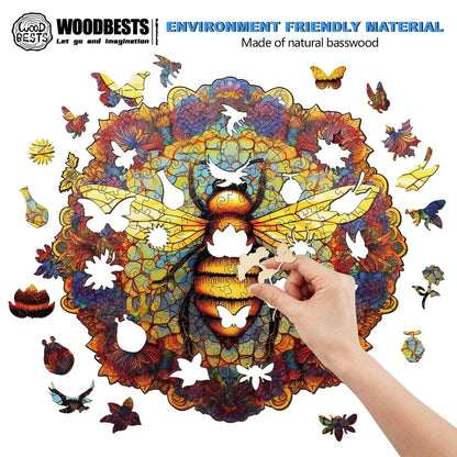 Whimsical Wooden Jigsaw Puzzle- MANDALA BEE