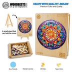 Whimsical Wooden Jigsaw Puzzle-church glass mandala