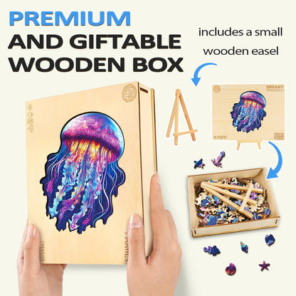 Whimsical Wooden Jigsaw Puzzle- watercolor jellyfish