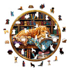 Whimsical Wooden Jigsaw Puzzle - book¡¯s Golden Retriever - pickApuzzle