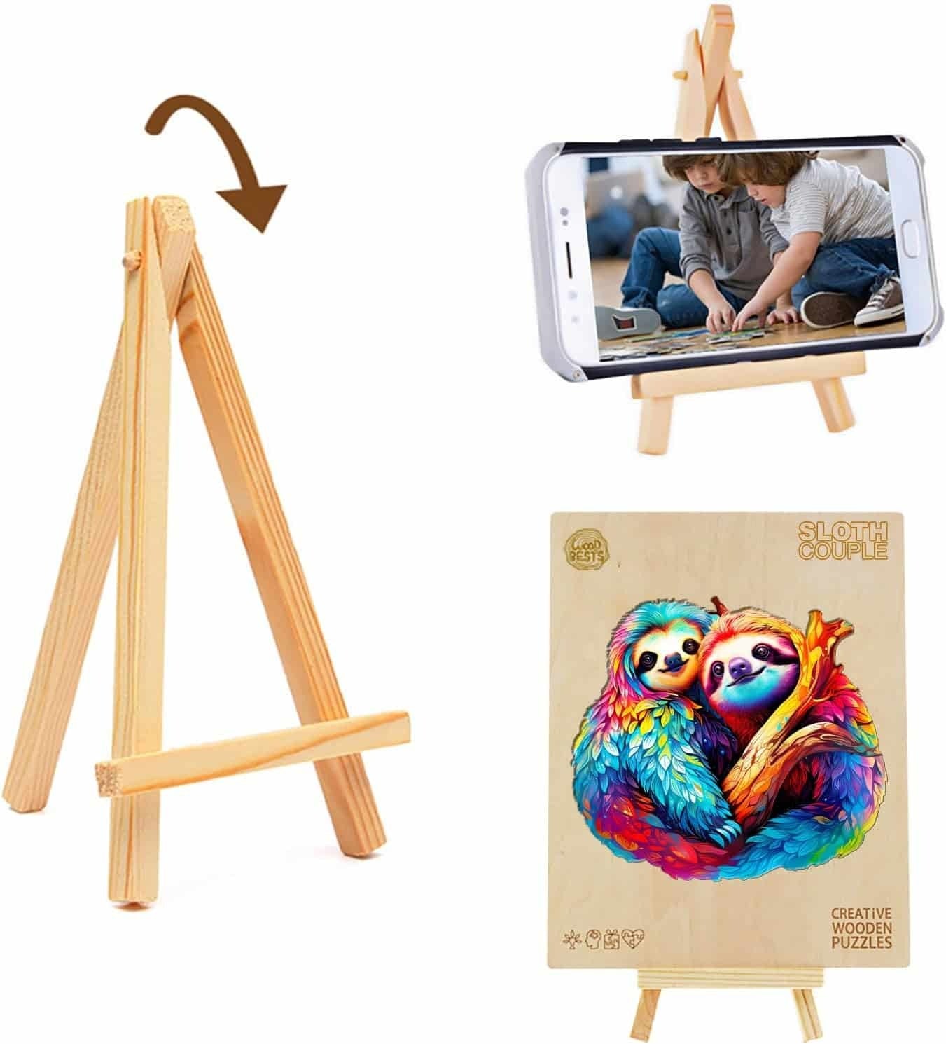 Whimsical Wooden Jigsaw Puzzle-sloth couple