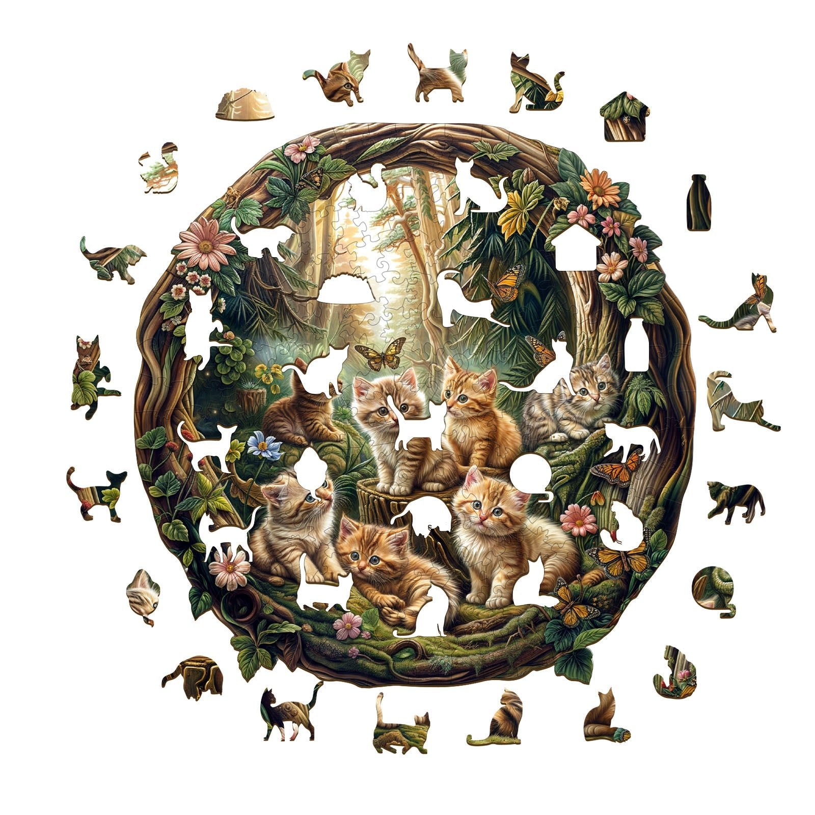 Whimsical Wooden Jigsaw Puzzle - Laid - back kitten - pickApuzzle