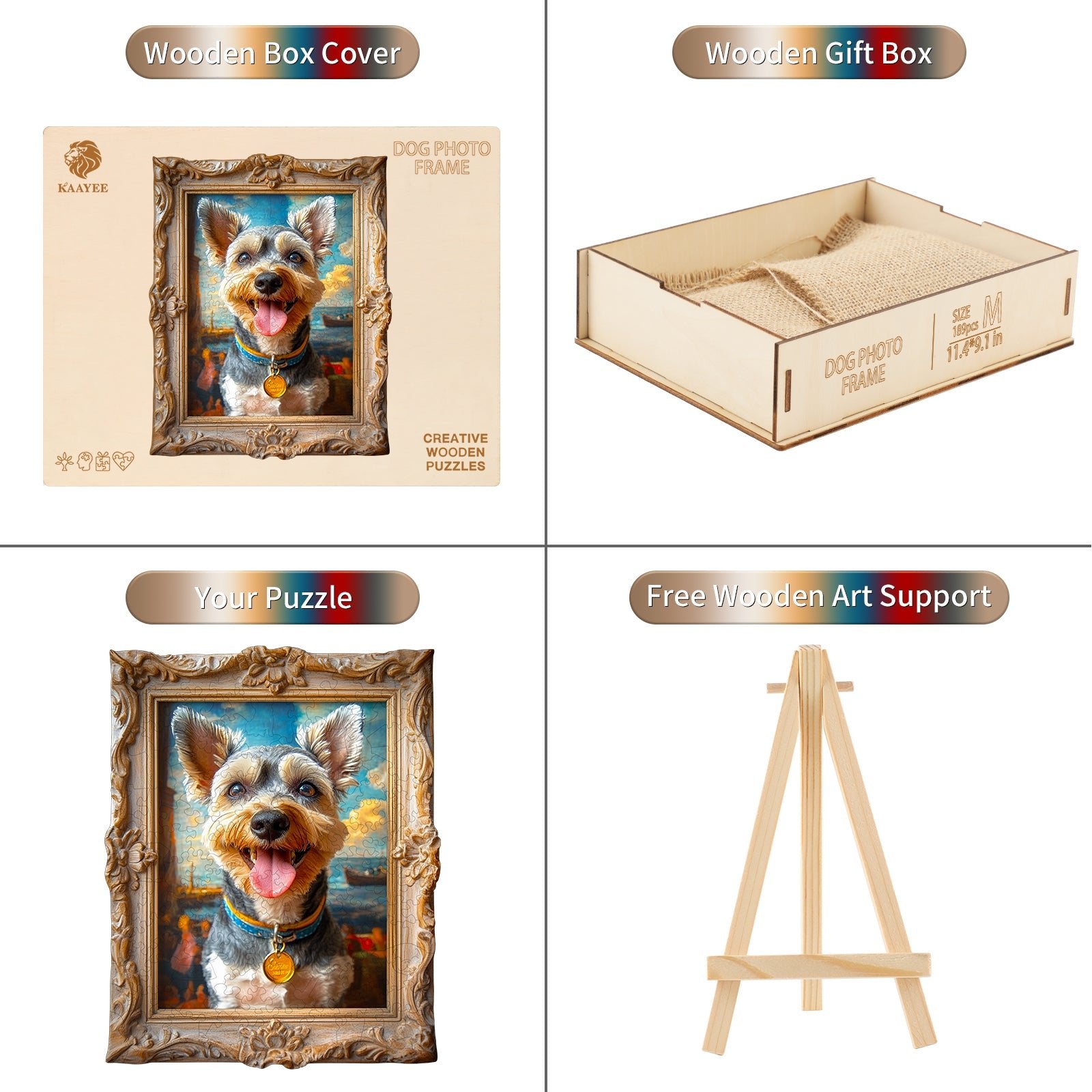 Whimsical Wooden Jigsaw Puzzle - Dog Photo Frame - pickApuzzle