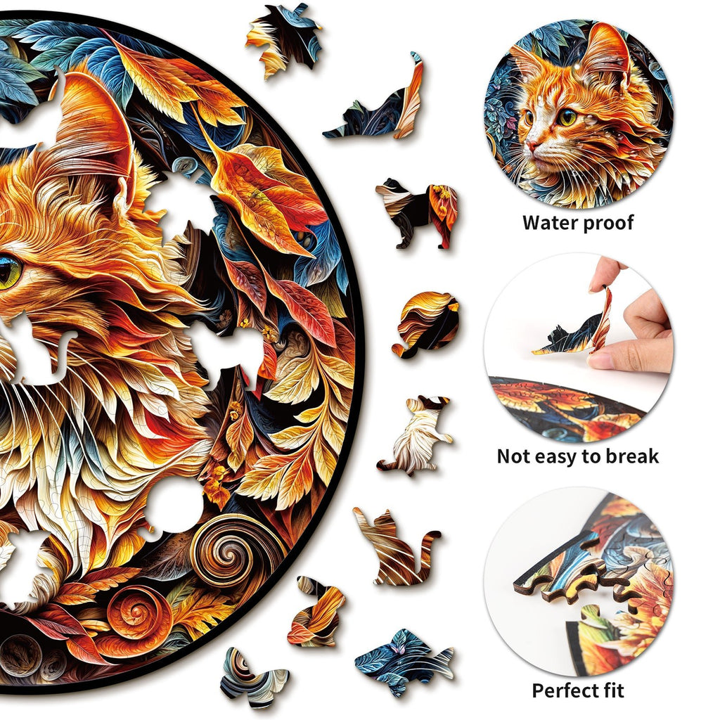 Whimsical Wooden Jigsaw Puzzle - Gentle Kitten - pickApuzzle