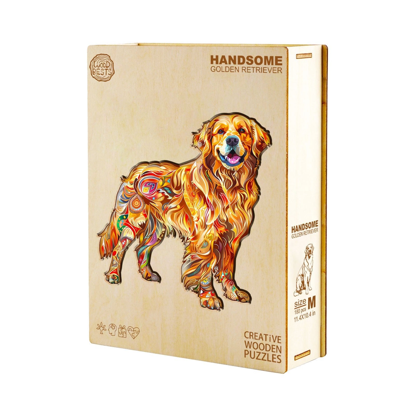 Whimsical Wooden Jigsaw Puzzle - Handsome golden retriever - pickApuzzle