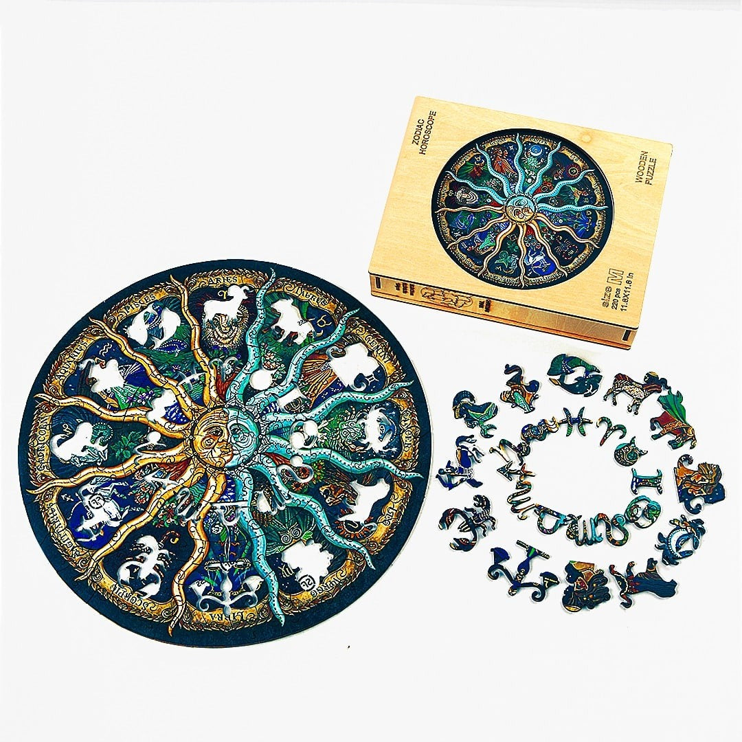 Whimsical Wooden Jigsaw Puzzle-  ZODIAC HOROSCOPE