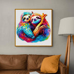 Whimsical Wooden Jigsaw Puzzle-sloth couple
