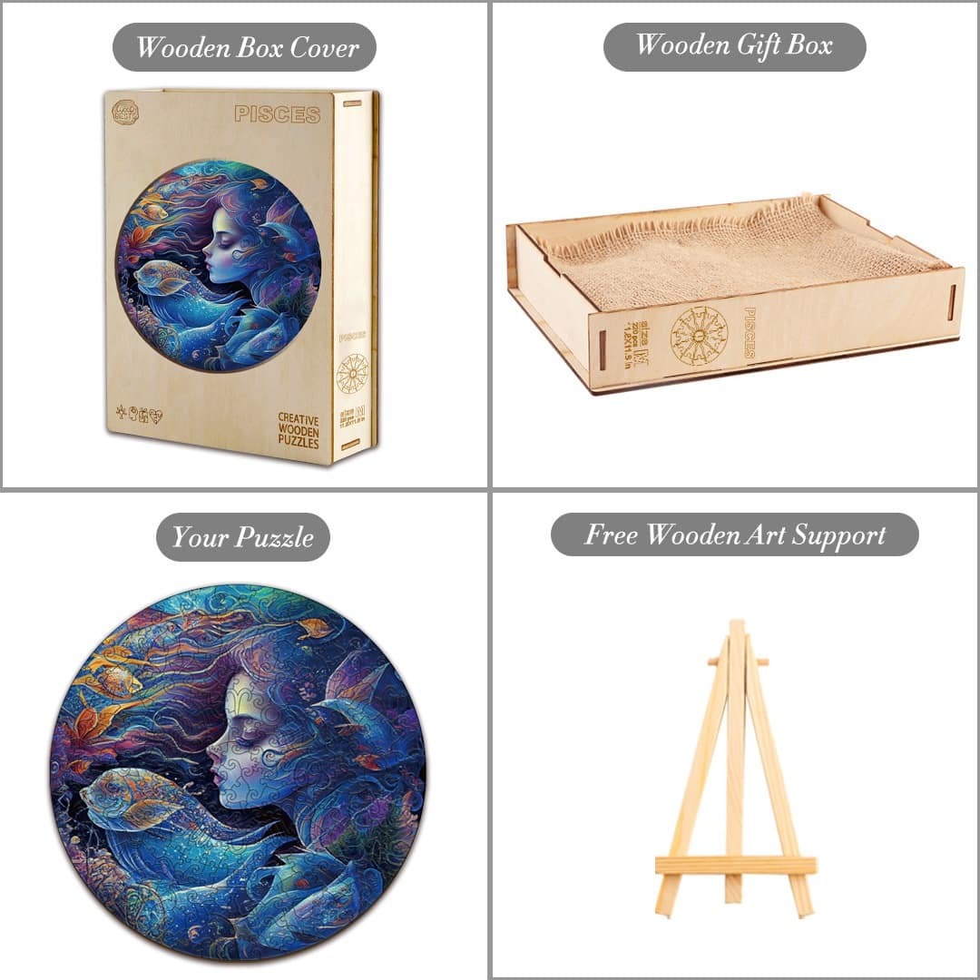 Whimsical Wooden Jigsaw Puzzle-PISCES