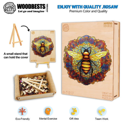 Whimsical Wooden Jigsaw Puzzle- MANDALA BEE
