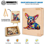 Whimsical Wooden Jigsaw Puzzle- Colorful Chihuahua
