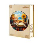 Whimsical Wooden Jigsaw Puzzle - Lazy orange cat - pickApuzzle