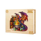 Whimsical Wooden Jigsaw Puzzle-  dragon magic potion