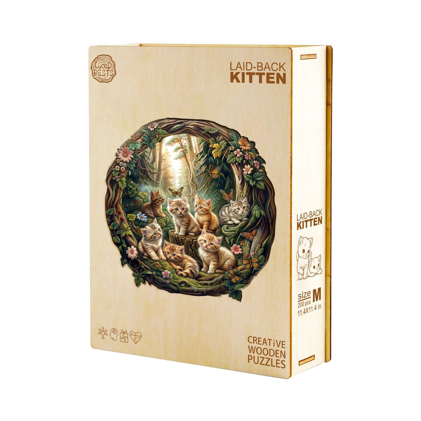 Whimsical Wooden Jigsaw Puzzle - Laid - back kitten - pickApuzzle
