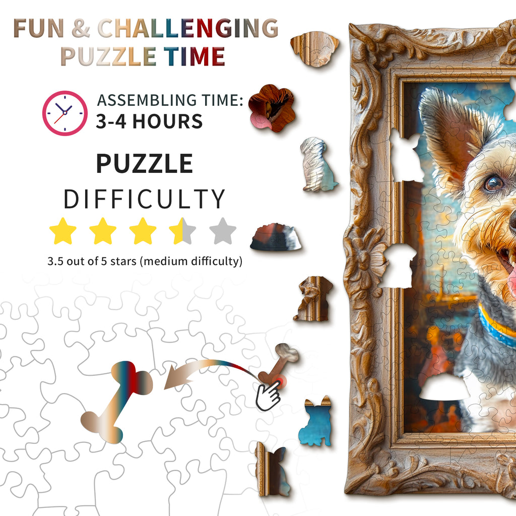 Whimsical Wooden Jigsaw Puzzle - Dog Photo Frame - pickApuzzle