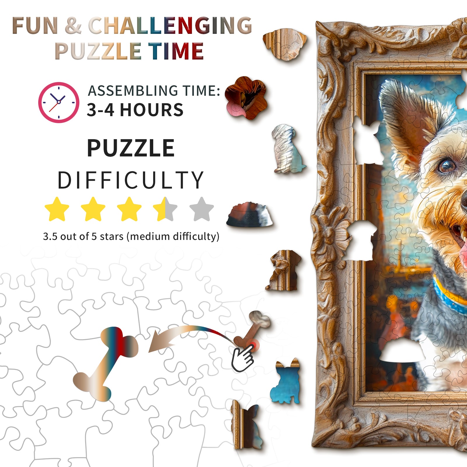 Whimsical Wooden Jigsaw Puzzle - Dog Photo Frame - pickApuzzle