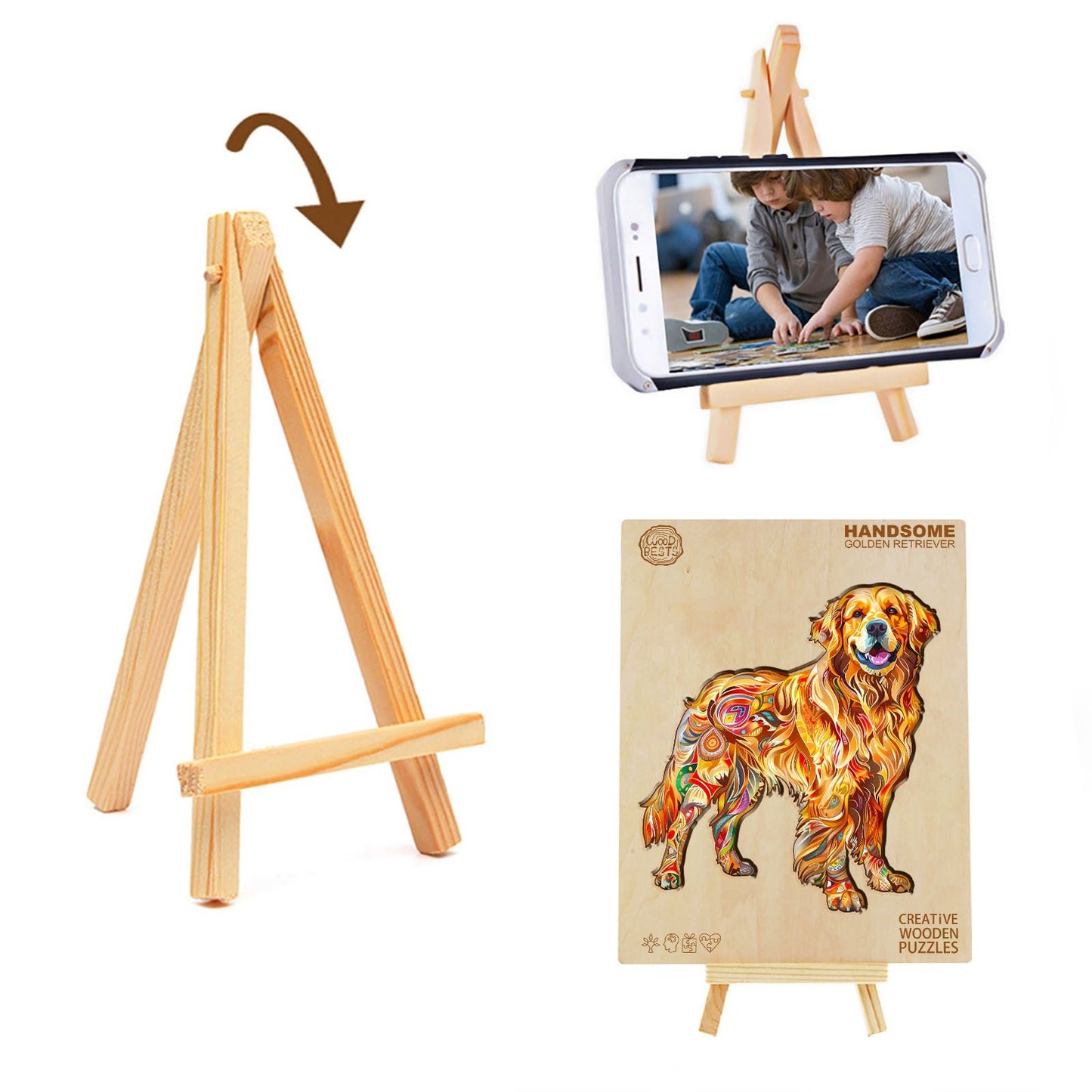 Whimsical Wooden Jigsaw Puzzle - Handsome golden retriever - pickApuzzle