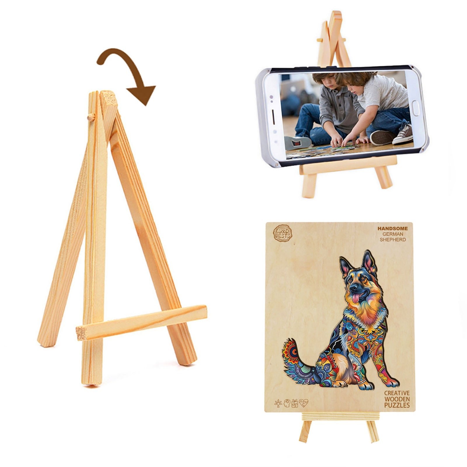 Whimsical Wooden Jigsaw Puzzle - Handsome German Shepherd - pickApuzzle
